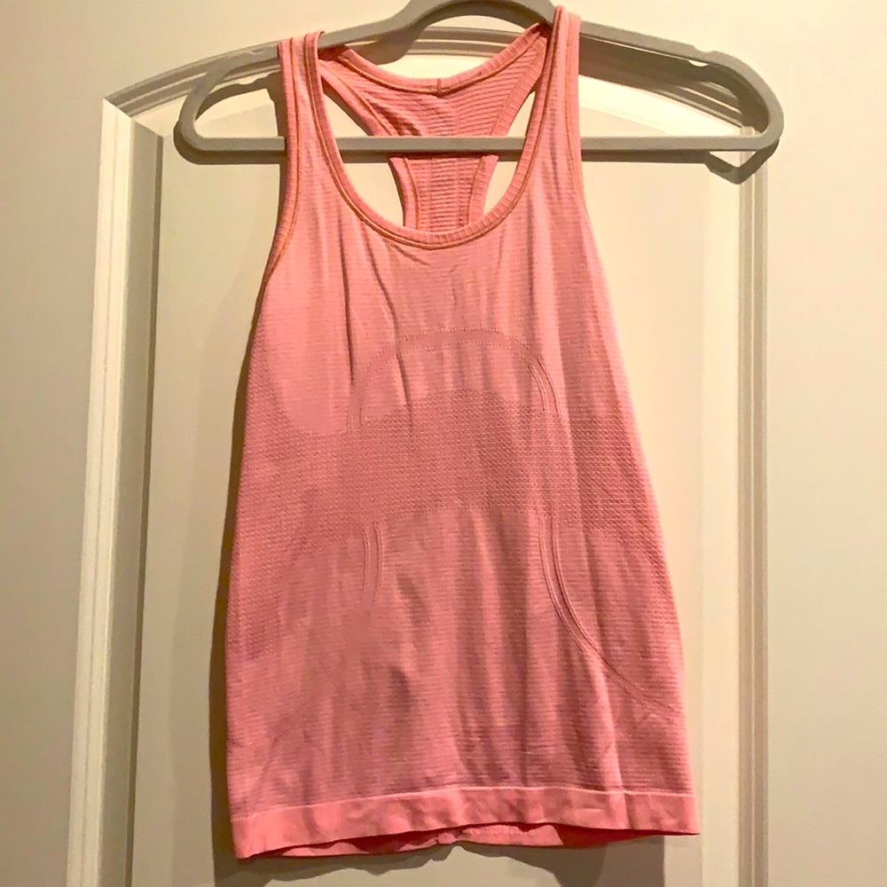 Coral/pink lululemon swiftly tank
